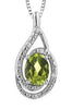 Sterling Silver Peridot, Diamond Pendant Necklace.