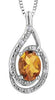 Sterling Silver Citrine, Diamond Pendant Necklace.