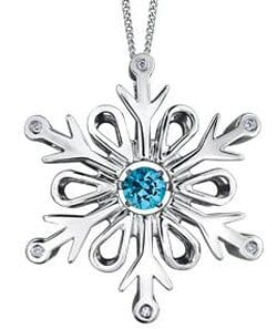 Sterling Silver Blue Topaz, Diamond "Snowflake" Pulse Pendant Necklace.
