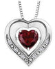 Sterling Silver Created Ruby, Diamond Pulse Pendant Necklace.