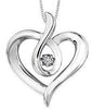 Sterling Silver Canadian Diamond Heart Pulse Pendant Necklace.
