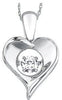 Sterling Silver White Topaz Heart Pulse Pendant Necklace.