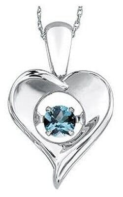 Sterling Silver Blue Topaz Heart Pulse Pendant Necklace.