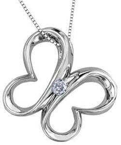 Sterling Silver Canadian Diamond Butterfly Pendant Necklace.