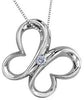 Sterling Silver Canadian Diamond Butterfly Pendant Necklace.