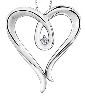 Sterling Silver Canadian Diamond Heart Pendant Necklace.