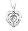 Sterling Silver Diamond Heart Pulse Pendant Necklace.