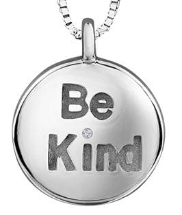 Sterling Silver Diamond "Be Kind" Pendant Necklace.