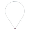 Sterling Silver Ruby Pave Heart Pendant Necklace.