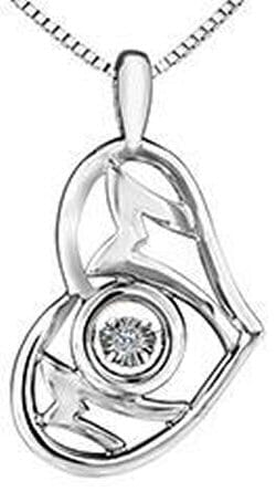 Sterling Silver Diamond "Mom" Pulse Pendant Necklace.