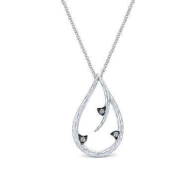 Sterling Silver White Sapphire Teardrop Pendant Necklace.