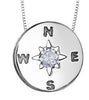 Sterling Silver Canadian Diamond Compass Pendant Necklace.