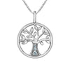 Sterling Silver Lab-Grown Diamond Tree of Life Pendant Necklace.