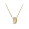 Sterling Silver, Yellow Gold Vermeil Lab Grown Diamond Circle Pendant Necklace.