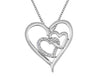 Sterling Silver Diamond Tri-Heart Pendant Necklace.
