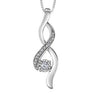 Sterling Silver Diamond Drop Pendant Necklace.