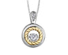 Sterling Silver, Yellow Gold Diamond Pulse Pendant Necklace.