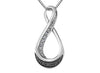 Sterling Silver Black & White Diamond Drop Pendant Necklace.