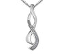 Sterling Silver Diamond Drop Pendant Necklace.