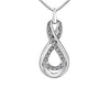 Sterling Silver Diamond Drop Pendant Necklace.