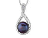 Sterling Silver Black Cultured Pearl, Diamond Drop Pendant Necklace.