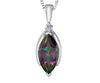 Sterling Silver Mystic Topaz, Diamond Drop Pendant Necklace.