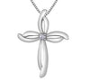 Sterling Silver Diamond Solitaire Cross Pendant Necklace.