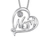 Sterling Silver Diamond "Mom" Heart Pendant Necklace.