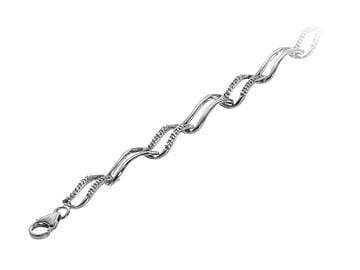 Sterling Silver Diamond Fancy Link Bracelet.