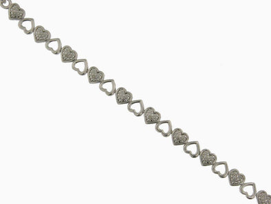 Sterling Silver Diamond Heart Tennis Bracelet.