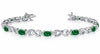 Sterling Silver Lab Created Emerald, Lab-Grown Diamond Tennis Bracelet.