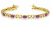Yellow Gold Vermeil, Sterling Silver Lab Created Ruby, Lab Grown Diamond Tennis Bracelet.