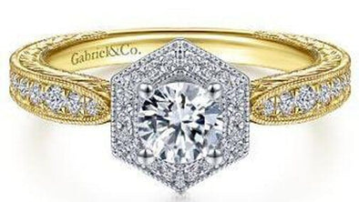 Yellow Gold Engagement Ring. Featuring A Signature Created Lab Grown Center Diamond And Earth Mined Accent Diamonds.