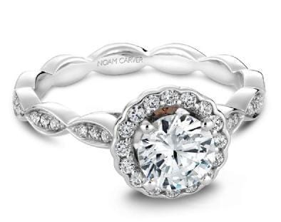 White Gold Engagement Ring. Featuring A Signature Created Lab Grown Center Diamond And Earth Mined Accent Diamonds.