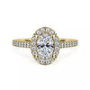Yellow Gold Lab-Grown Center Diamond With Earth Mined Accent Diamonds Engagement Ring.