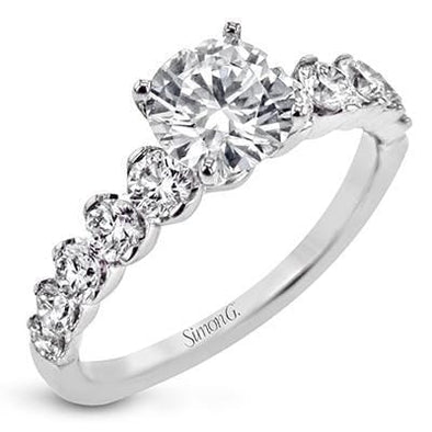 White Gold Lab-Grown Center Diamond With Earth Mined Accent Diamonds Engagement Ring.