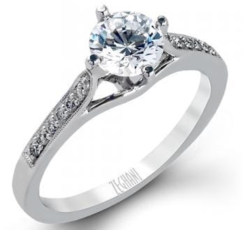 White Gold Diamond Semi-Set Engagement Ring (Center Diamond Sold Separately) 0.10 Ct Total Diamond Weight
