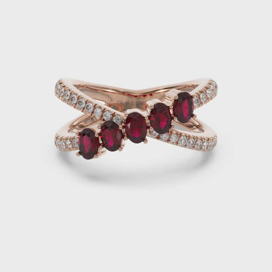 Rose Gold Ruby, Diamond Ring.